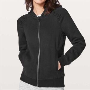 LULULEMON COOL & Collected Jacket hoodie front zipper pockets black size 10